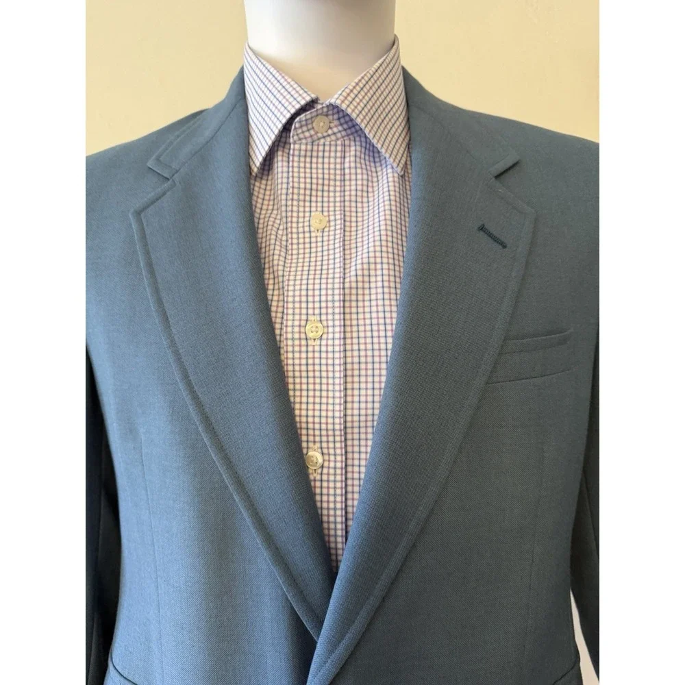 Palm Beach Men's Blue Blazer Two-Button Single Vent Notch Lapel Inner Pockets  M
